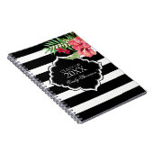 Schwarze Streifen und rosa Hibiskus-Abschlüsse Notizblock (Rechte Seite)