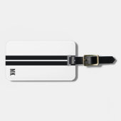 Schwarze Streifen und Weiß mit Initialen Gepäckanhänger (Vorderseite horizontal)