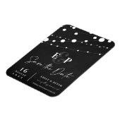 Schwarze String-Lichter Monogram-Hochzeit speicher Magnet (Linke Seite)