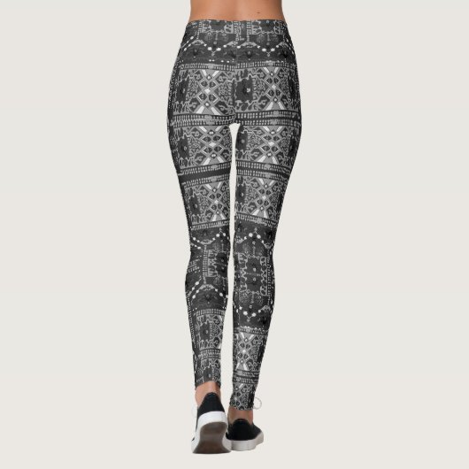 Schwarze strukturierte aktive Leggings (Rückseite)