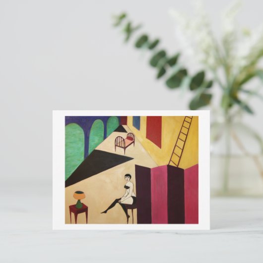 Schwarze Strümpfe Postkarte (Stehend Vorderseite)