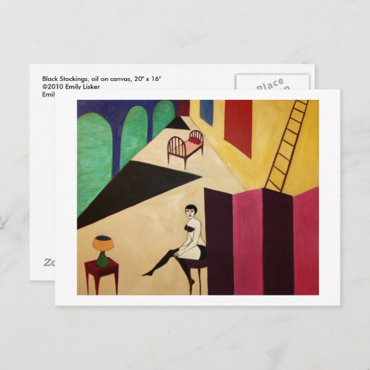 Schwarze Strümpfe Postkarte (Vorne/Hinten)