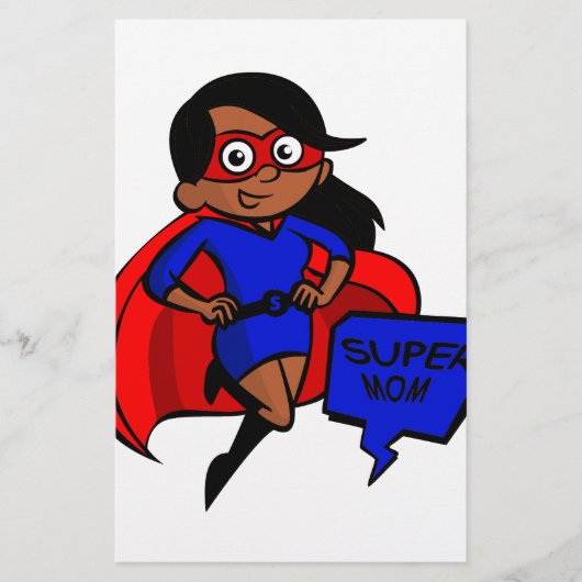 Schwarze Supermutter Briefpapier (Vorderseite)