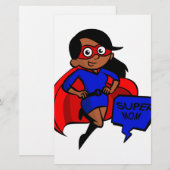 Schwarze Supermutter Briefpapier (Vorne/Hinten)