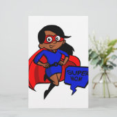 Schwarze Supermutter Briefpapier (Stehend Vorderseite)