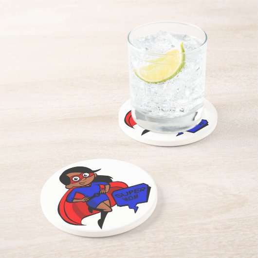 Schwarze Supermutter Getränkeuntersetzer (Seite)