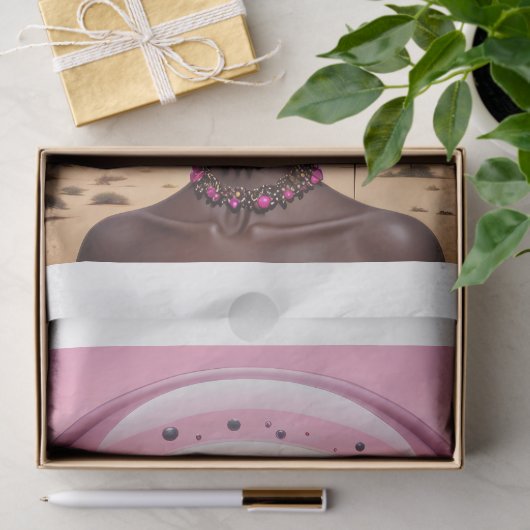 Schwarze Surreal-Frau in Afrika Seidenpapier (Geschenk)