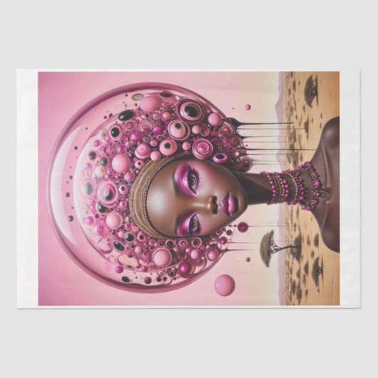 Schwarze Surreal-Frau in Afrika Seidenpapier (Vorderseite)