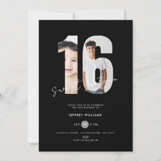 Schwarze Sweet Sixteen Jungen - Foto 16. Geburtsta Einladung