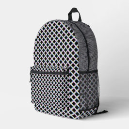 Schwarze symmetrische Diamanten mit glänzenden Rah Bedruckter Rucksack