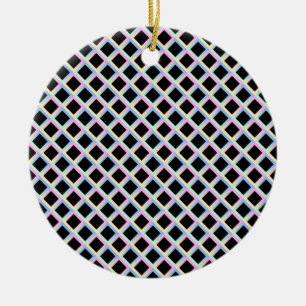 Schwarze symmetrische Diamanten mit glänzenden Rah Keramik Ornament