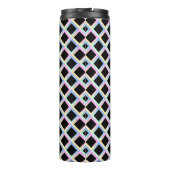 Schwarze symmetrische Diamanten mit glänzenden Rah Thermosbecher (Rückseite)