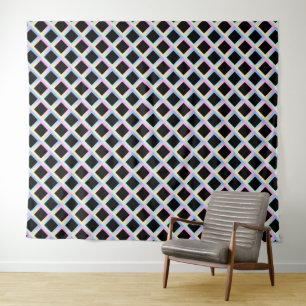 Schwarze symmetrische Diamanten mit glänzenden Rah Wandteppich