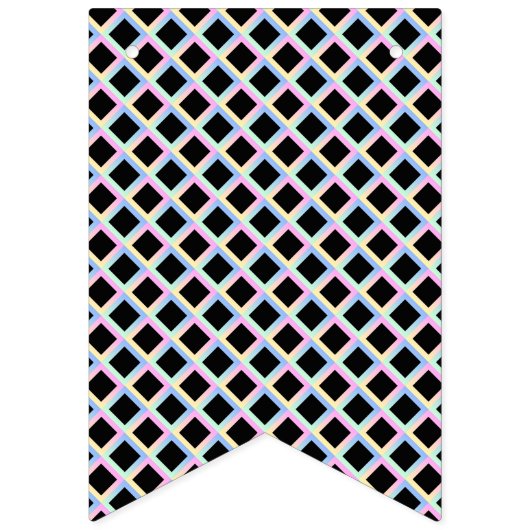 Schwarze symmetrische Diamanten mit glänzenden Rah Wimpelkette (Erste Fahne)