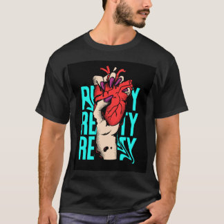 Schwarze T-Shirts mit blauem und rotem Herzstil