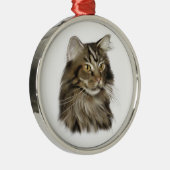 Schwarze Tabby-Maine-Waschbär-Katze Ornament Aus Metall (Rechts)