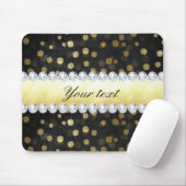 Schwarze Tafel-Goldconfetti-Diamanten Mousepad (Mit Mouse)