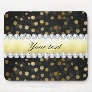 Schwarze Tafel-Goldconfetti-Diamanten Mousepad