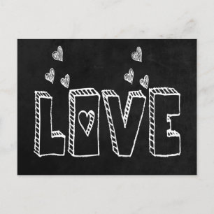 Schwarze Tafel Liebe & Herzen Vintage-Hochzeit Postkarte