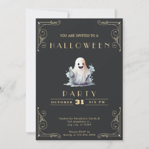 Schwarze Tafel mit Gold - Süßer Geist Halloween-Ei Einladung
