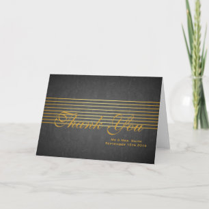 Schwarze Tafel mit goldener Streifen-Optik - elega Dankeskarte