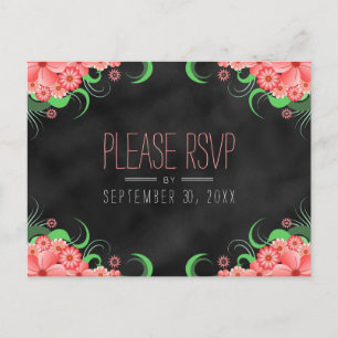 Schwarze Tafel Rosa florale UAWG-Antwort Postkarte