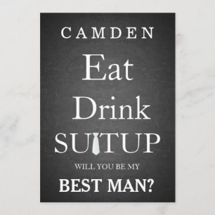 Schwarze Tafel Suitup sind Sie mein Bestman Einladung