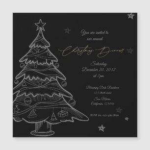 Schwarze Tafel-Weihnachtsbaum-Dinner-Einladung Magnetkarte