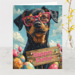 Schwarze Tan Coonhound Ostereier  Karte
