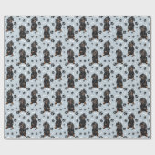 Schwarze Tan Dackel Dog Paw Print Pattern Geschenkpapier (Flach)