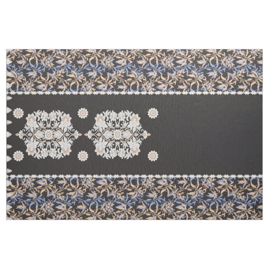 Schwarze Tapete mit Blumen. Boho Lace Textile Stoff (Yard (91,4 cm))