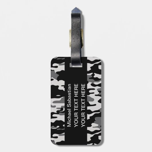 Schwarze Tarnung Gepäckanhänger (Rückseite vertikal)