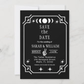 Schwarze Tarot-Goth-Rettungsdatum-Hochzeitseinladu Einladung (Vorderseite)