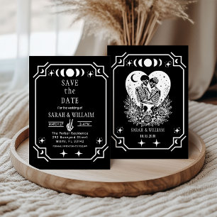 Schwarze Tarot-Goth-Rettungsdatum-Hochzeitseinladu Einladung