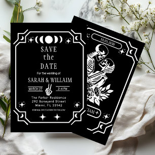 Schwarze Tarot-Goth-Save-the-Date-Hochzeits-Einlad Einladung