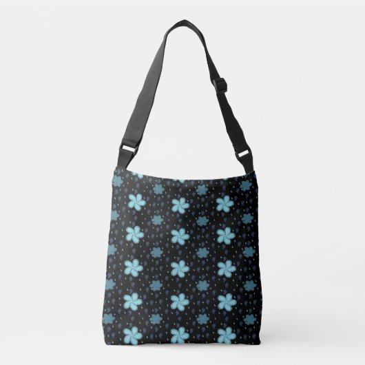 Schwarze Tasche mit Blue Paisley Floral Print (Vorderseite)