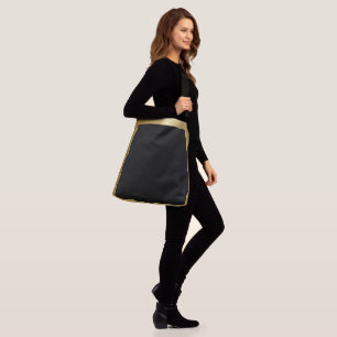 Schwarze Tasche mit goldenem Rand, klassisch schli