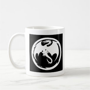 Schwarze Tasse des weißen Drachen