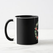 Schwarze Tasse mit rosa Granatapfeldrucke (Links)