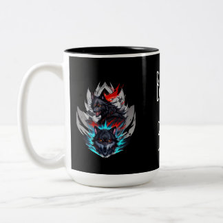 Schwarze Tasse, schlechter Junge mit Wolf-Design Zweifarbige Tasse