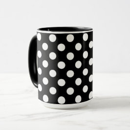 Schwarze Tasse Stilvolle weiße Polka-Punkte