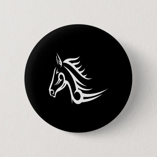 Schwarze Tätowierungs-Stammes- Pferd Button (Vorderseite)