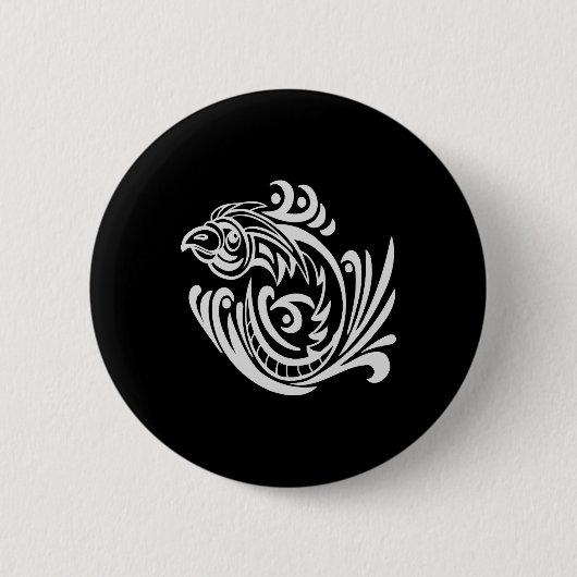 Schwarze Tätowierungs-Stammes- Vogel Button (Vorderseite)