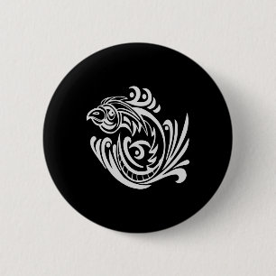 Schwarze Tätowierungs-Stammes- Vogel Button