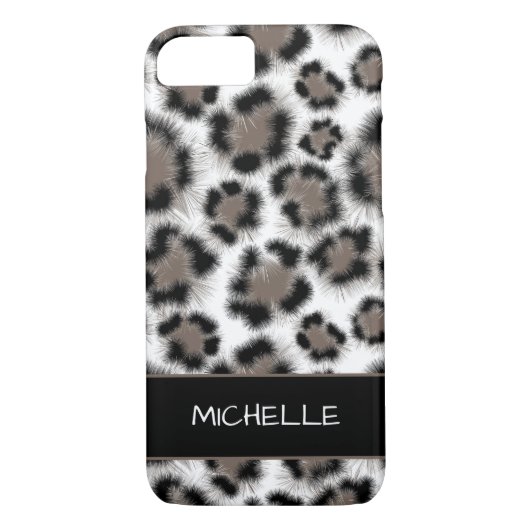 Schwarze Taupe Leopard Print benutzerdefinierbar Case-Mate iPhone Hülle (Rückseite)