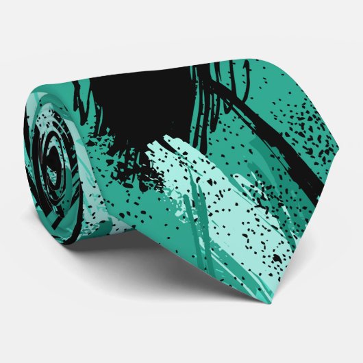 Schwarze Teal-Tarnmuster-Krawatte Krawatte (Gerollt)