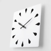 Schwarze Teardrops Quadratische Wanduhr (Winkel)
