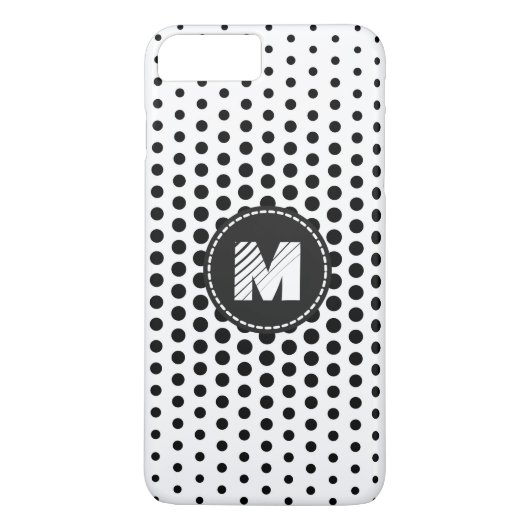 Schwarze Techno Dots Modernes Monogramm Case-Mate iPhone Hülle (Rückseite)