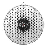 Schwarze Techno Dots Modernes Monogramm Dartscheibe (vorne)