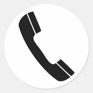 schwarze Telefonikone Runder Aufkleber